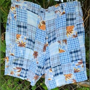 Charleston Twills men’s 35" W X 7"  shorts Patchwork Plaid, Pineapple Cotton (Gd